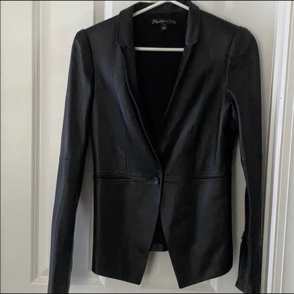 $795 Elizabeth and James Black Leather Blazer Jacket Lambskin Size 6 - Picture 3 of 9